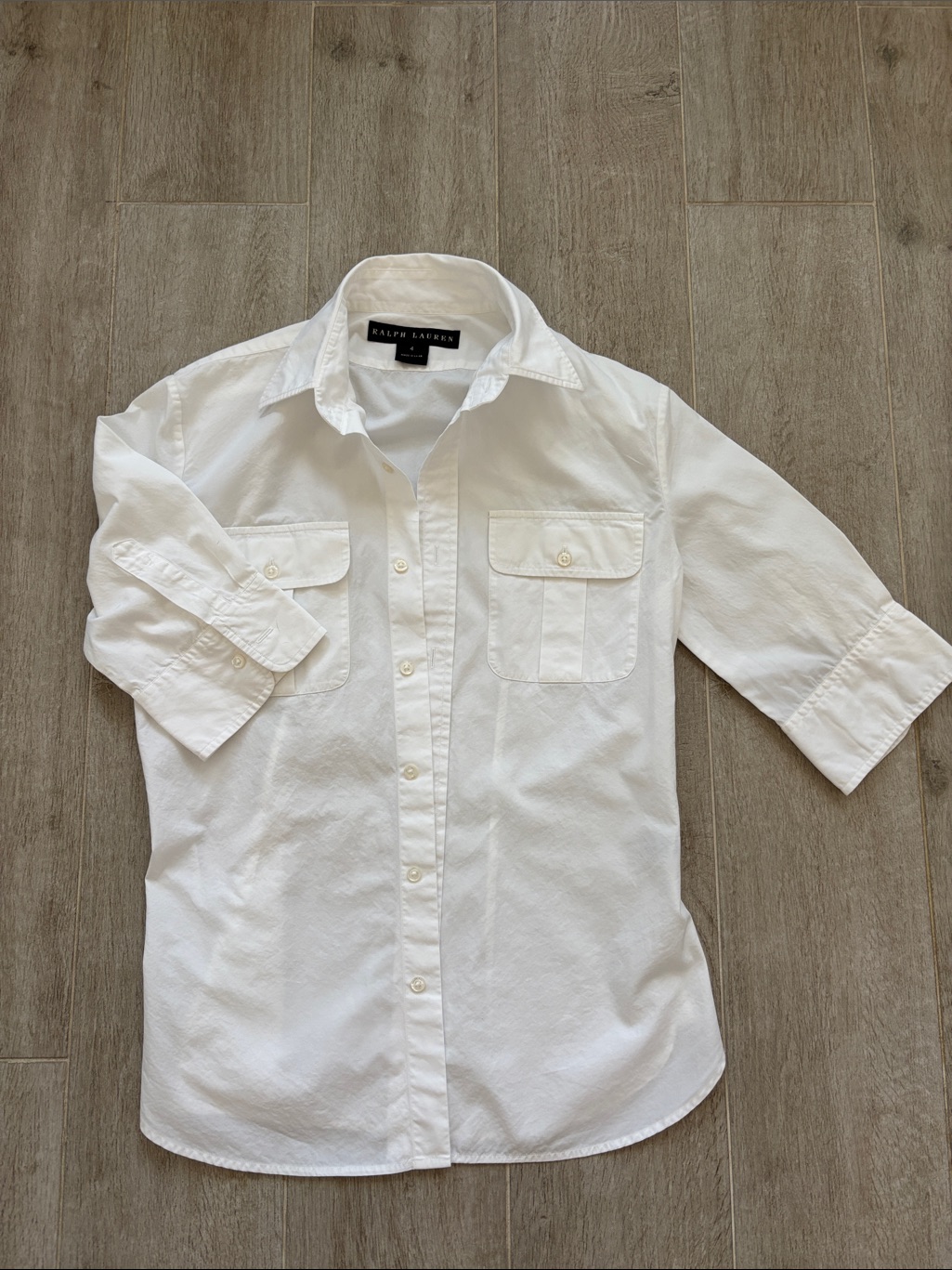 Ralph Lauren White Button-Down Shirt With Chest Pockets